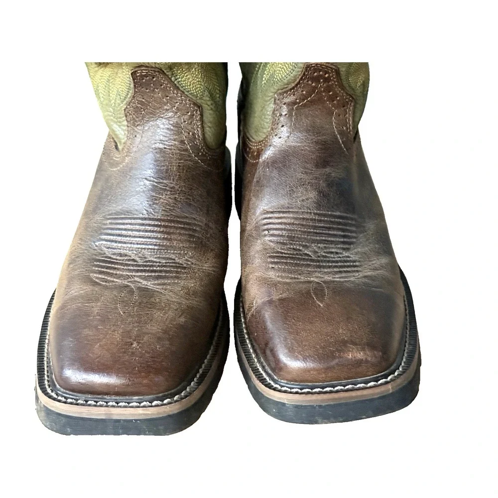 Justin Work Boots‎ Mens 10 D Square Steel Toe Brown Boots Style WK4687